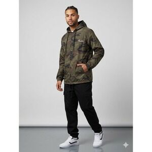 Primitive Skateboarding Mens Camo Hooded Windbreaker Jacket Small NBBE-006A7